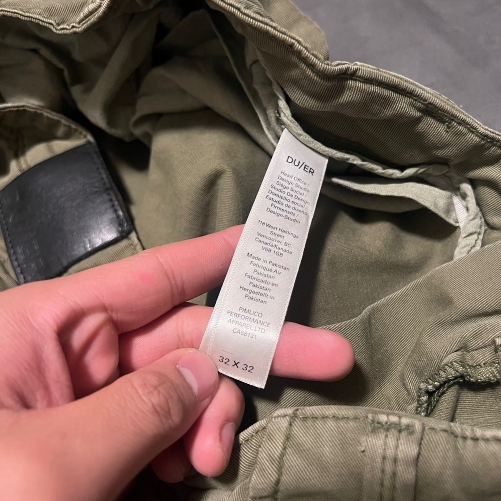 DU/ER Live Free Adventure Pants Mens 32x32 Olive‎ Green Stretch Performance - Picture 3 of 10